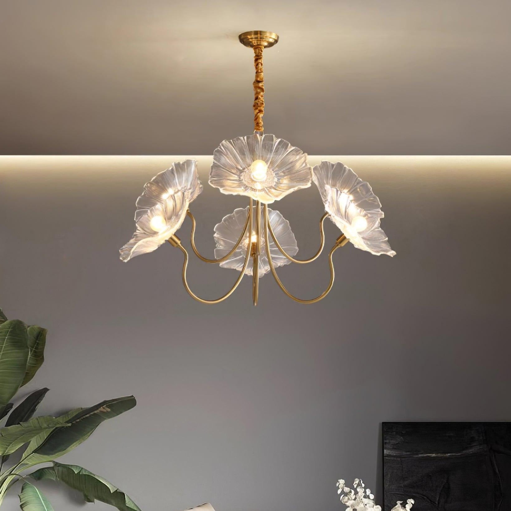 Elegant Glass Floral Pendant Light Fixture - VogeLuxe