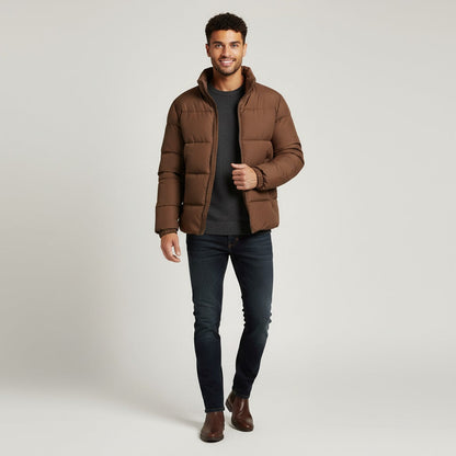 VogeLuxe | Men’s Wool Look Bomber Jacket with Contrast Collar