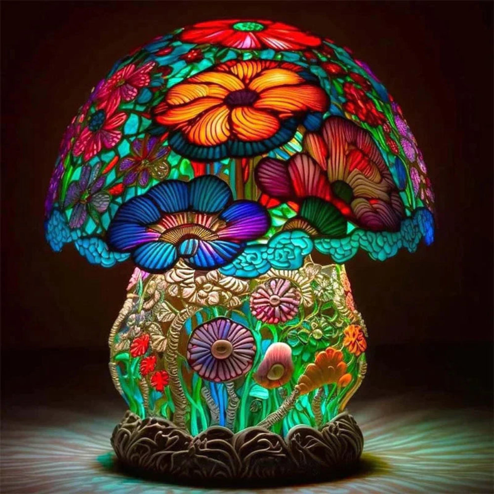 Elegant Glass LED Mushroom Table Light Decor Accent