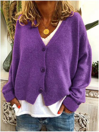 Soft Women's Warm V-neck Winter Cardigan Sweater