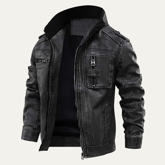 VogeLuxe | Men’s Vintage Moto Leather Biker Jacket