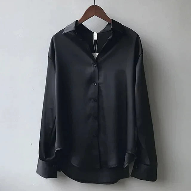 Green Silky Classic Fit Women's Blouse