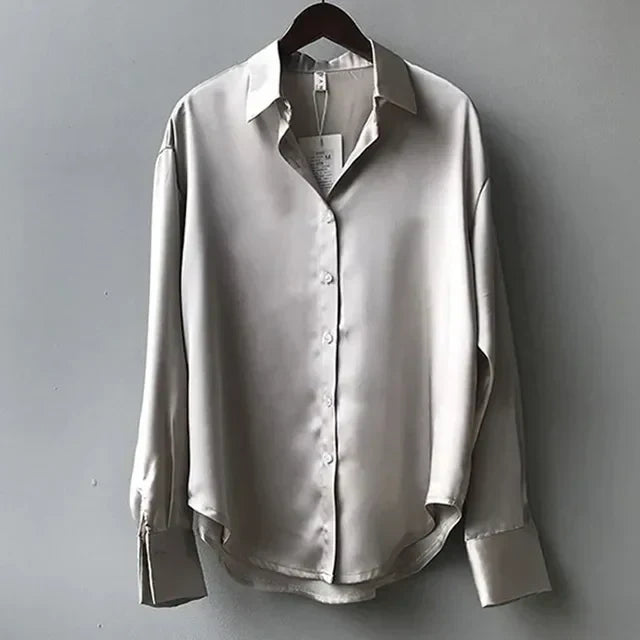 Green Silky Classic Fit Women's Blouse