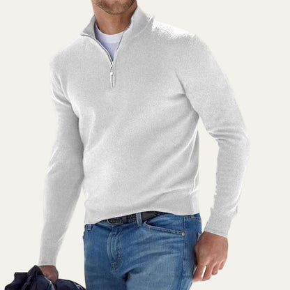VogeLuxe | Men’s Fine Knit Quarter Zip Mock Neck Sweater