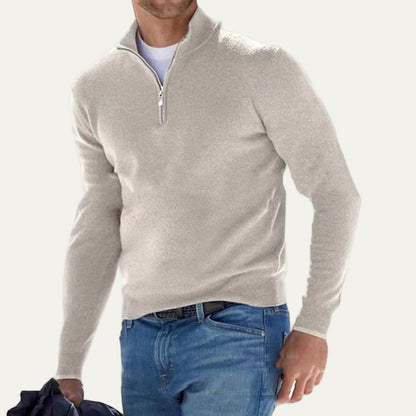 VogeLuxe | Men’s Fine Knit Quarter Zip Mock Neck Sweater