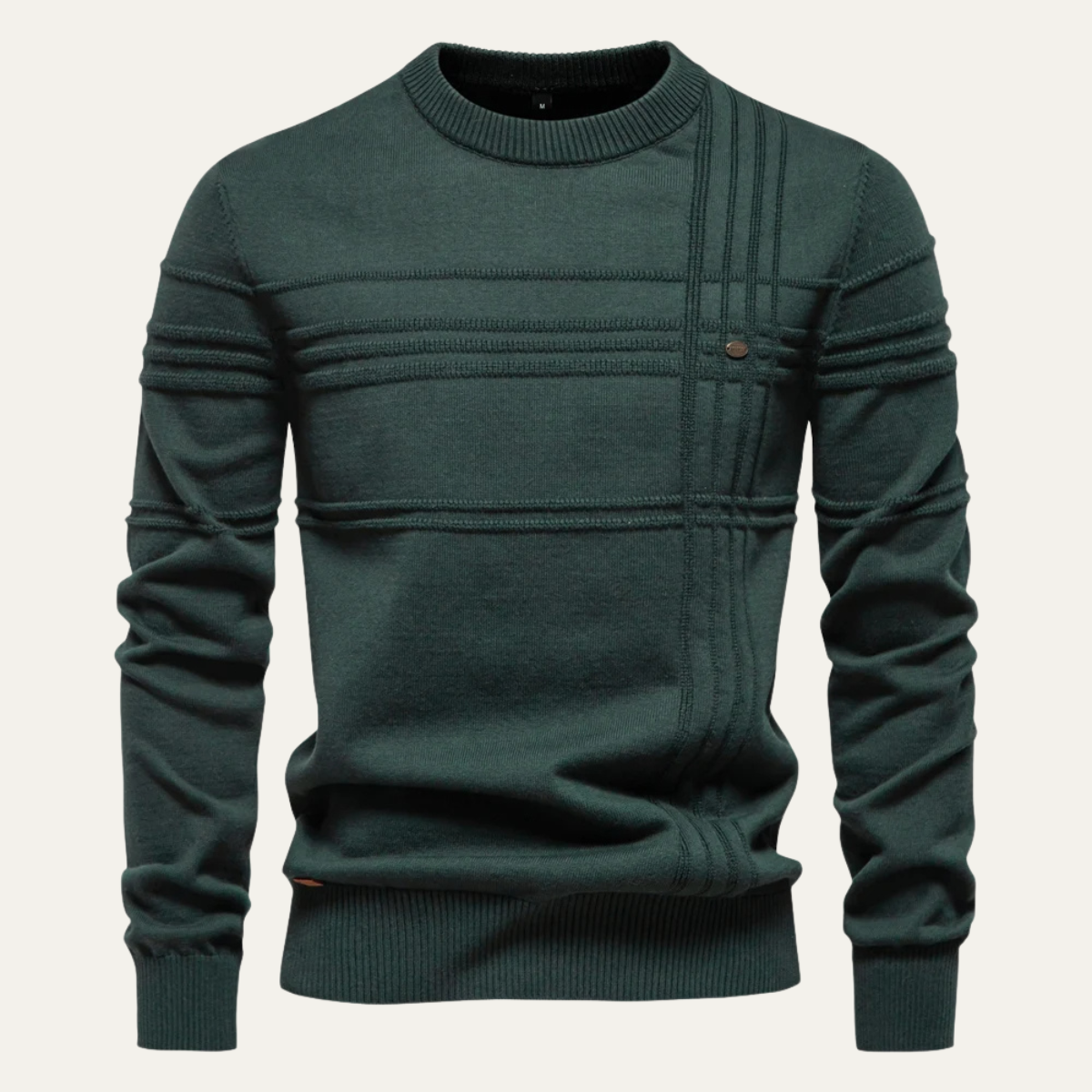 VogeLuxe | Men’s Textured Grid Pattern Crewneck Knit Sweater