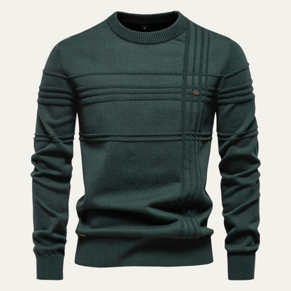 VogeLuxe | Men’s Textured Grid Pattern Crewneck Knit Sweater