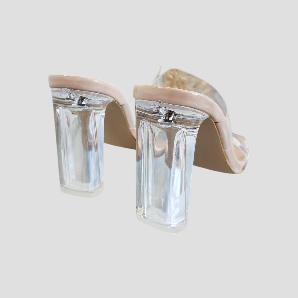 VogeLuxe | Women’s Clear Strap Block Heel Sandals