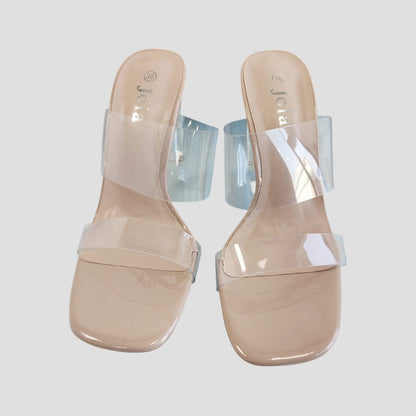 VogeLuxe | Women’s Clear Strap Block Heel Sandals