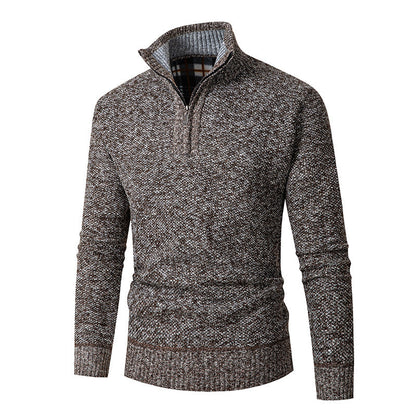 VogeLuxe | Men’s Textured Quarter Zip High Collar Sweater