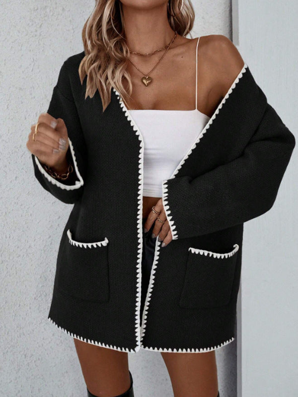 Cozy Open Front Long Sleeve Women's Cardigan Sweater