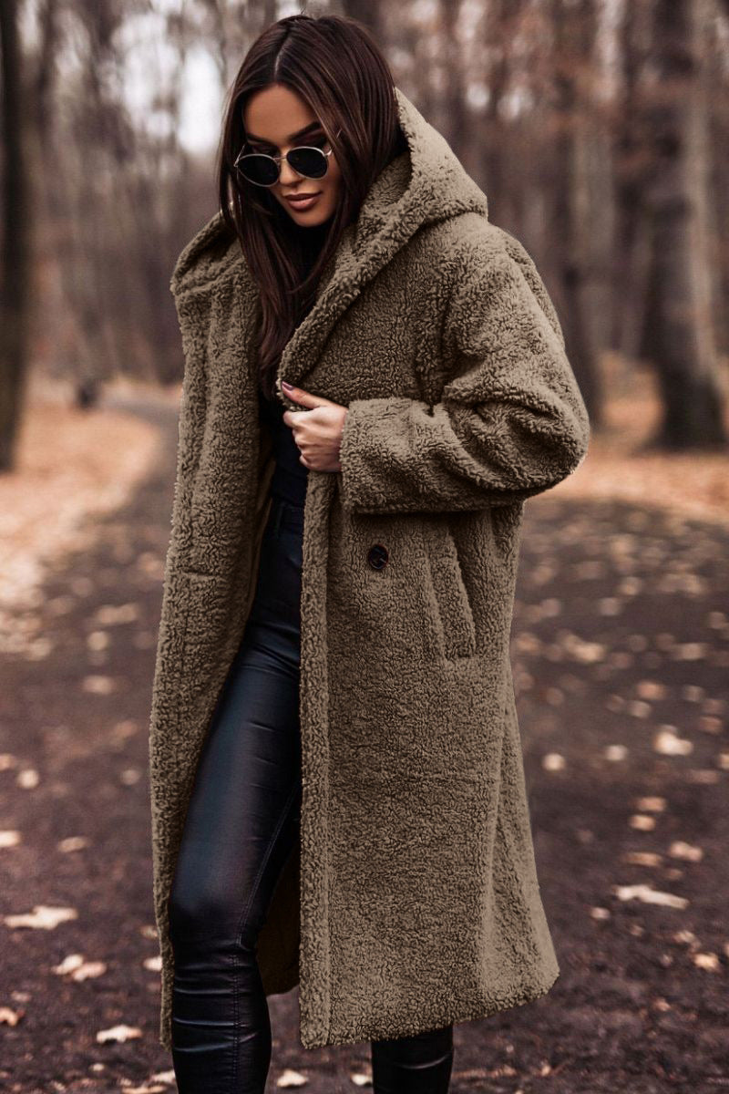 Soft Fleece Hooded Parka Coat for Women