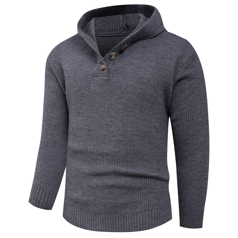 VogeLuxe | Men’s Wide Rib Buttoned Hooded Sweater