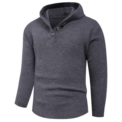 VogeLuxe | Men’s Wide Rib Buttoned Hooded Sweater
