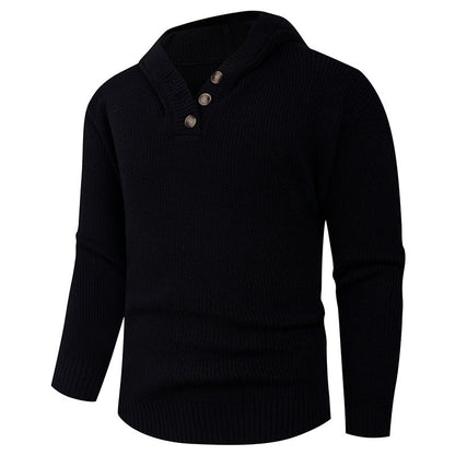 VogeLuxe | Men’s Wide Rib Buttoned Hooded Sweater