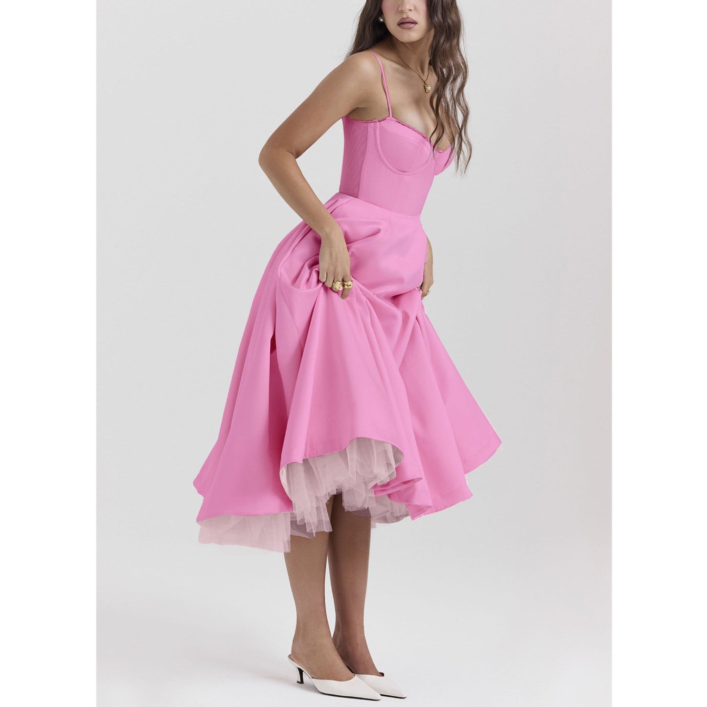 Loose Fit V-Neck Maxi Dress – Lightweight Ruffled Skirt