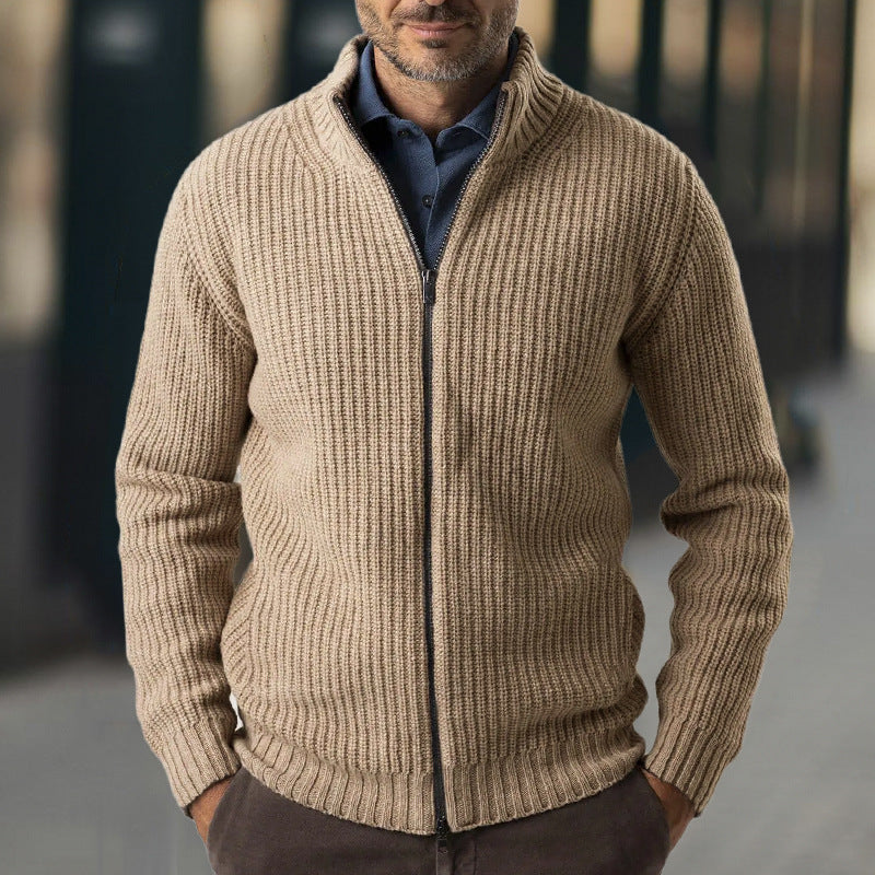Men's Crew Neck Ribbed Knit Sweater - VogeLuxe