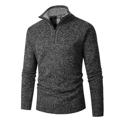 VogeLuxe | Men’s Textured Quarter Zip High Collar Sweater