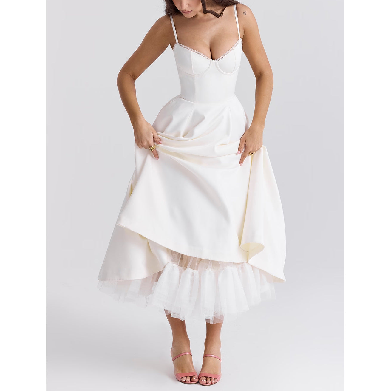 Loose Fit V-Neck Maxi Dress – Lightweight Ruffled Skirt