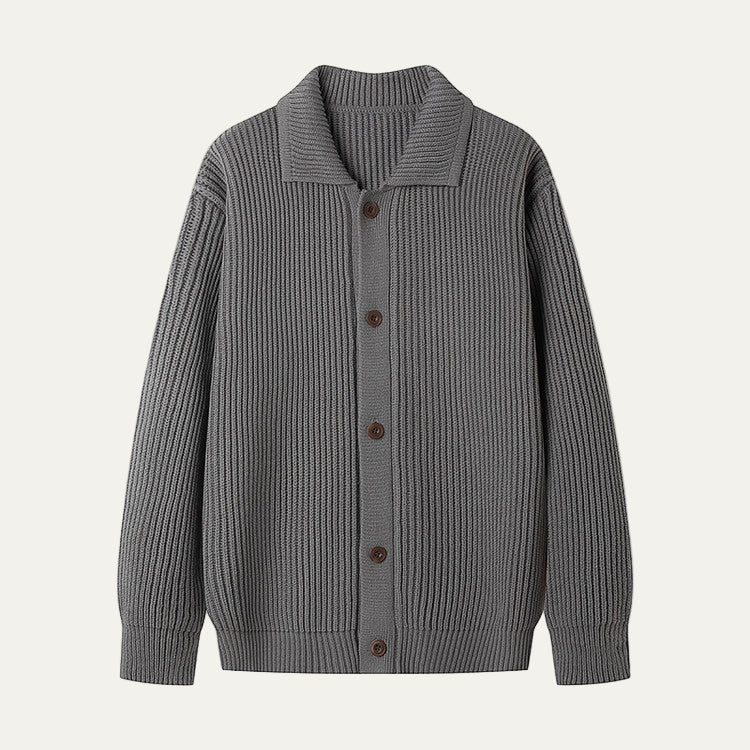 VogeLuxe | Men’s Textured Stripe Knit Button Cardigan