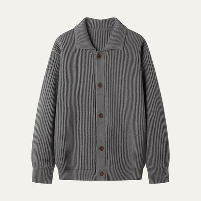 VogeLuxe | Men’s Textured Stripe Knit Button Cardigan
