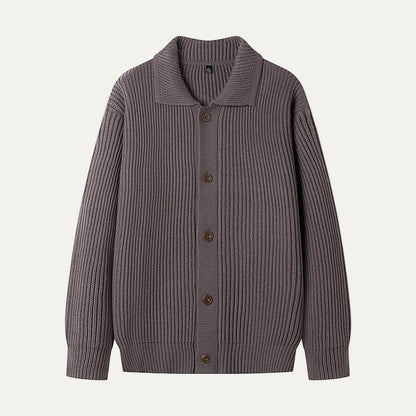 VogeLuxe | Men’s Textured Stripe Knit Button Cardigan