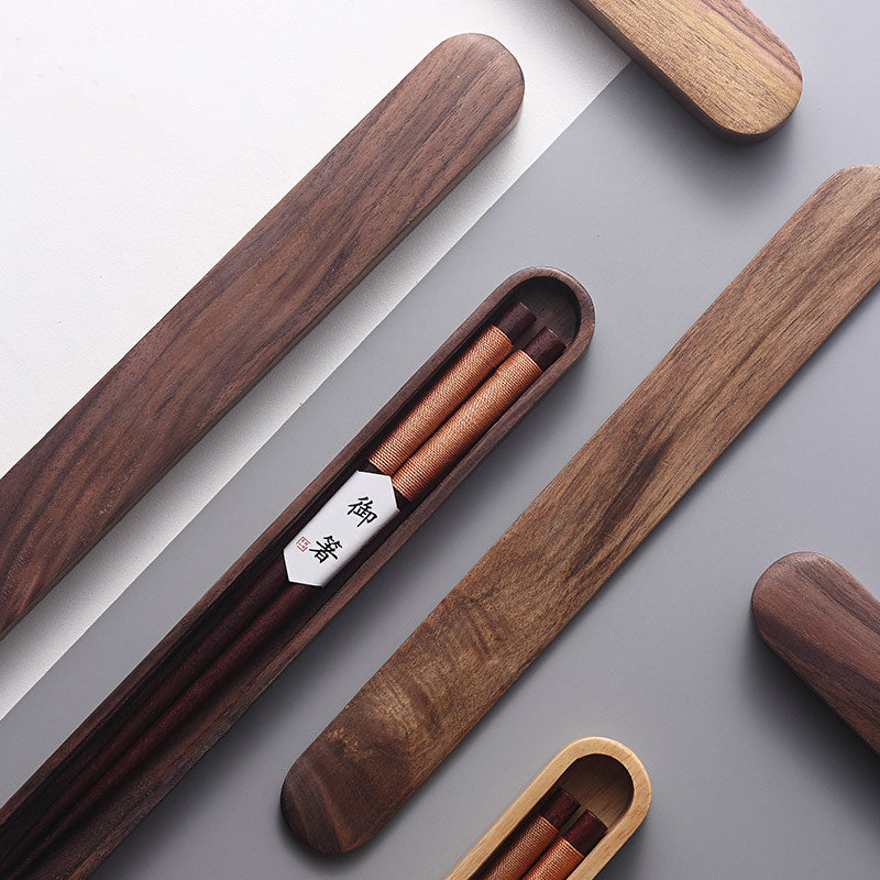Classic Dark Wood Chopstick Set in Gift Box - BritishElegance