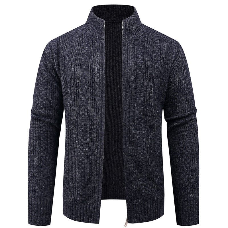 VogeLuxe | Men’s Vertical Texture Full Zip Knit Jacket