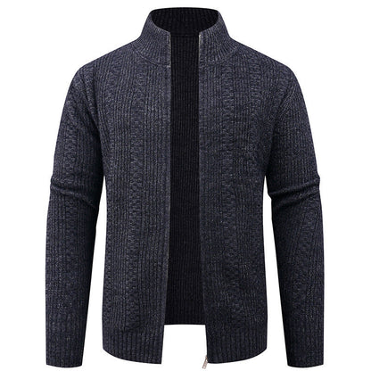 VogeLuxe | Men’s Vertical Texture Full Zip Knit Jacket