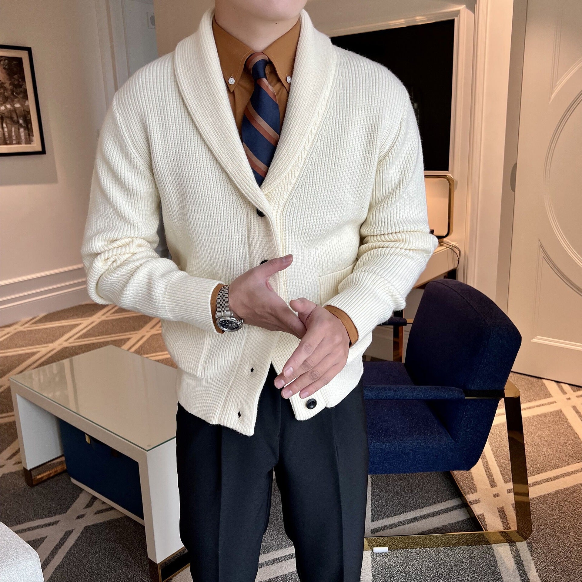 Classic Men's Knitted Button Jacket - VogeLuxe