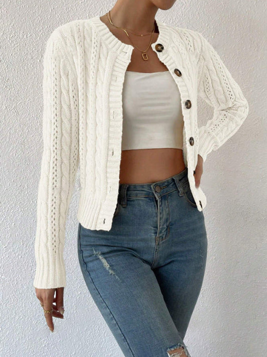 Women's Soft Cable Knit Open Cardigan Sweater - VogeLuxe
