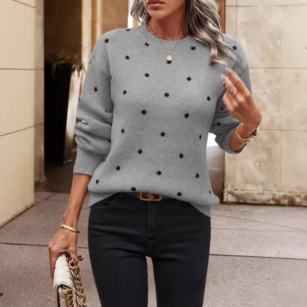 Comfortable Ladies Loose Fit Dot Pullover Sweater