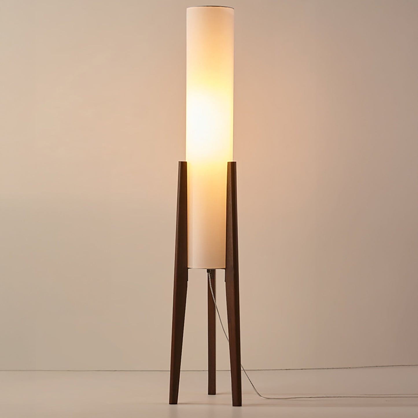 Rustic Wooden Floor Lamp With Creamy Linen Shade - BritishElegance