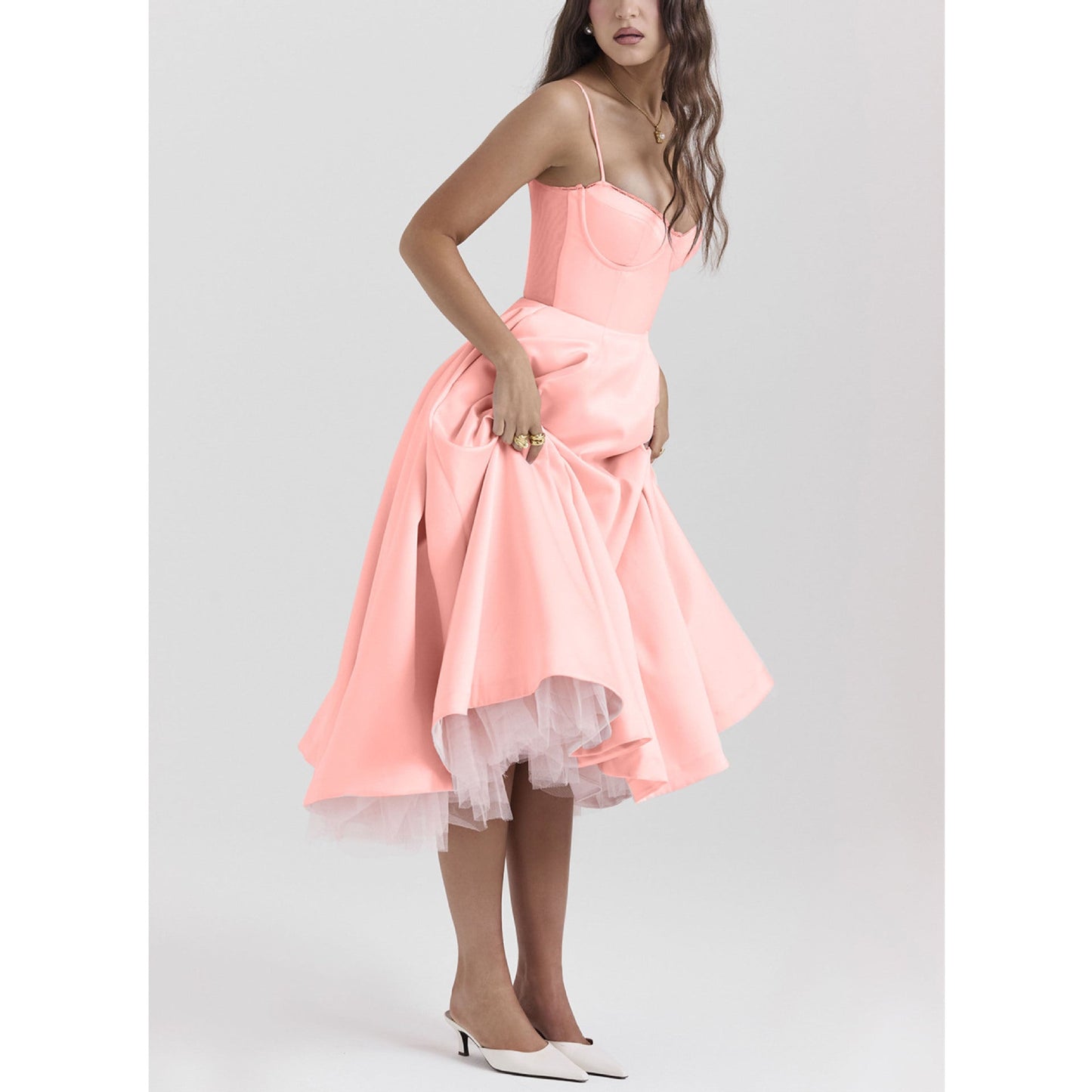 Loose Fit V-Neck Maxi Dress – Lightweight Ruffled Skirt