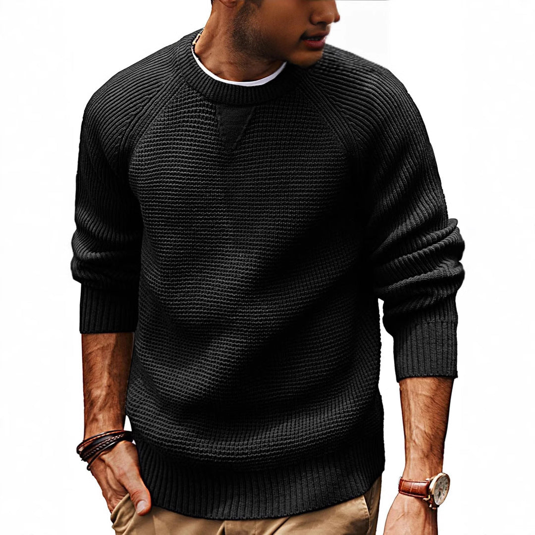 VogeLuxe | Men’s Waffle Knit Raglan Pullover Sweater