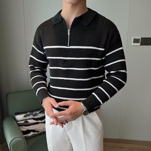 Classic Men's Horizontal Stripe Pullover Sweater - VogeLuxe