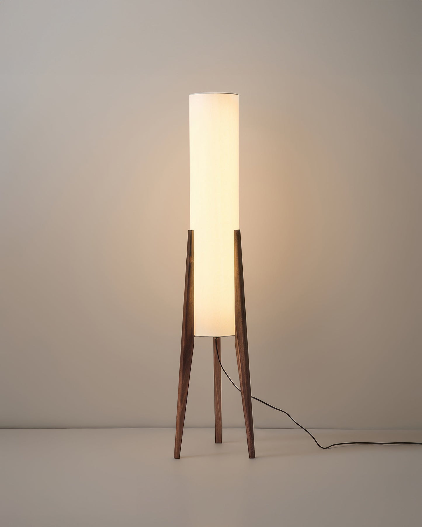 Rustic Wood Floor Lamp With Linen Shade