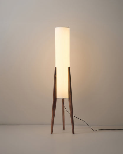 Rustic Wood Floor Lamp With Linen Shade