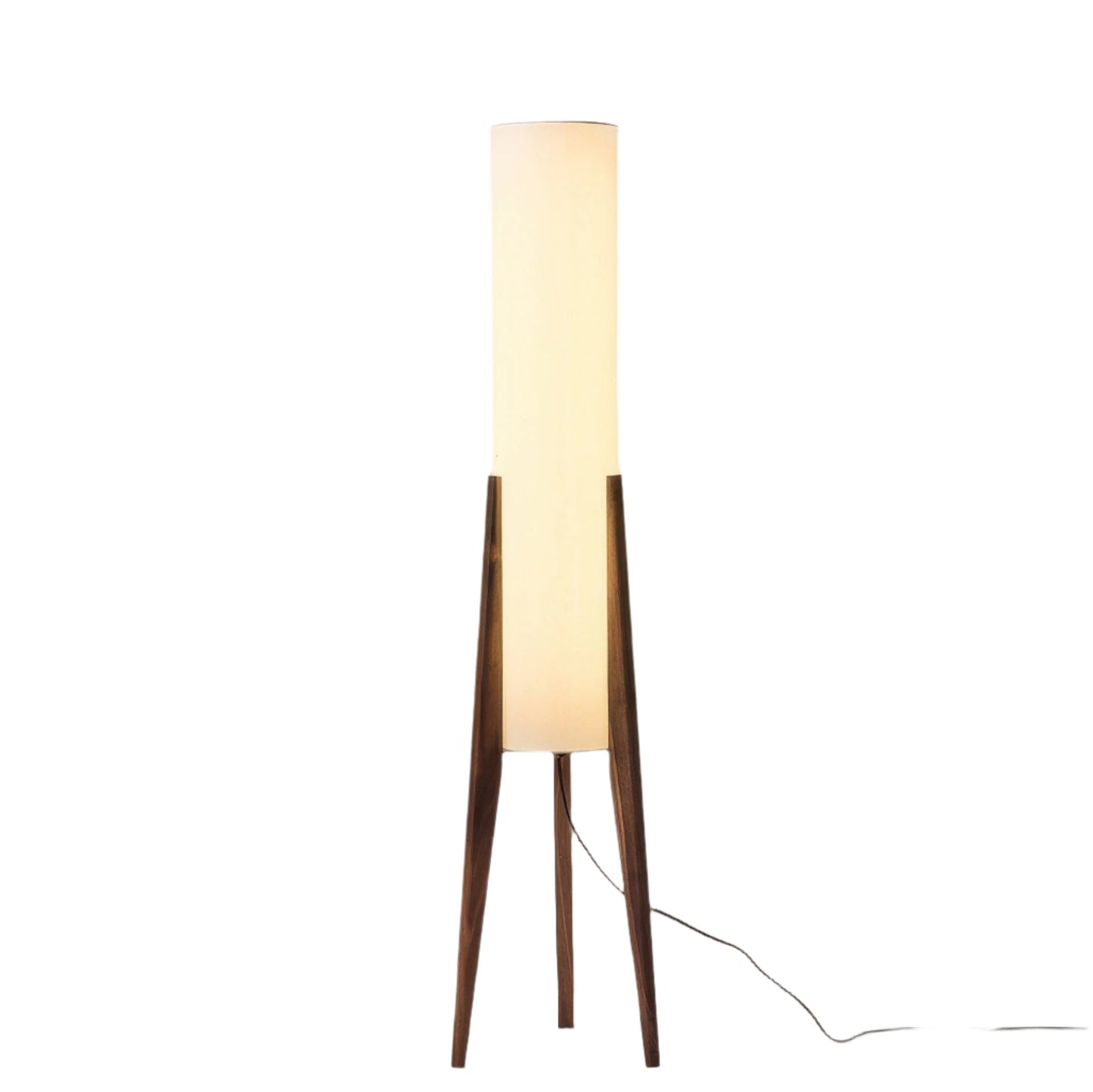 Rustic Wooden Floor Lamp With Creamy Linen Shade