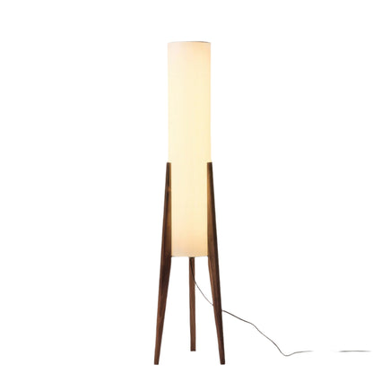 Rustic Wooden Floor Lamp With Creamy Linen Shade