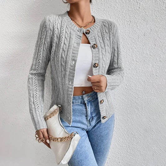 Soft Women's Cable Knit Sweater Cardigan - VogeLuxe