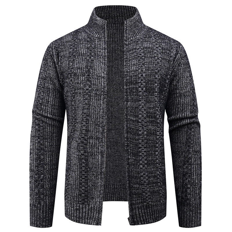 VogeLuxe | Men’s Vertical Texture Full Zip Knit Jacket