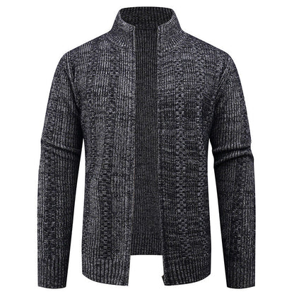 VogeLuxe | Men’s Vertical Texture Full Zip Knit Jacket