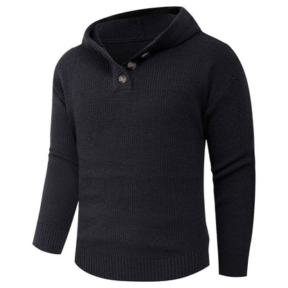 VogeLuxe | Men’s Wide Rib Buttoned Hooded Sweater
