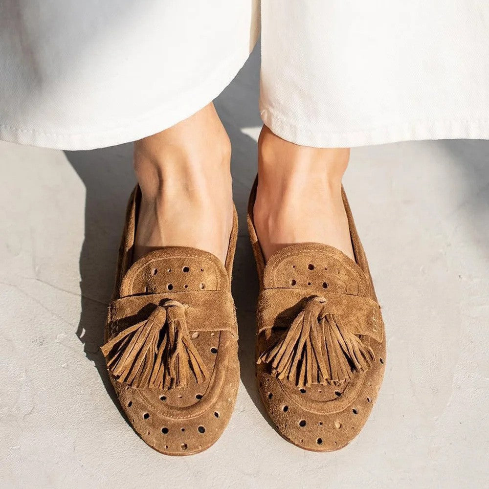 Luxury Suede Slip On Loafers with Tassel - VogeLuxe
