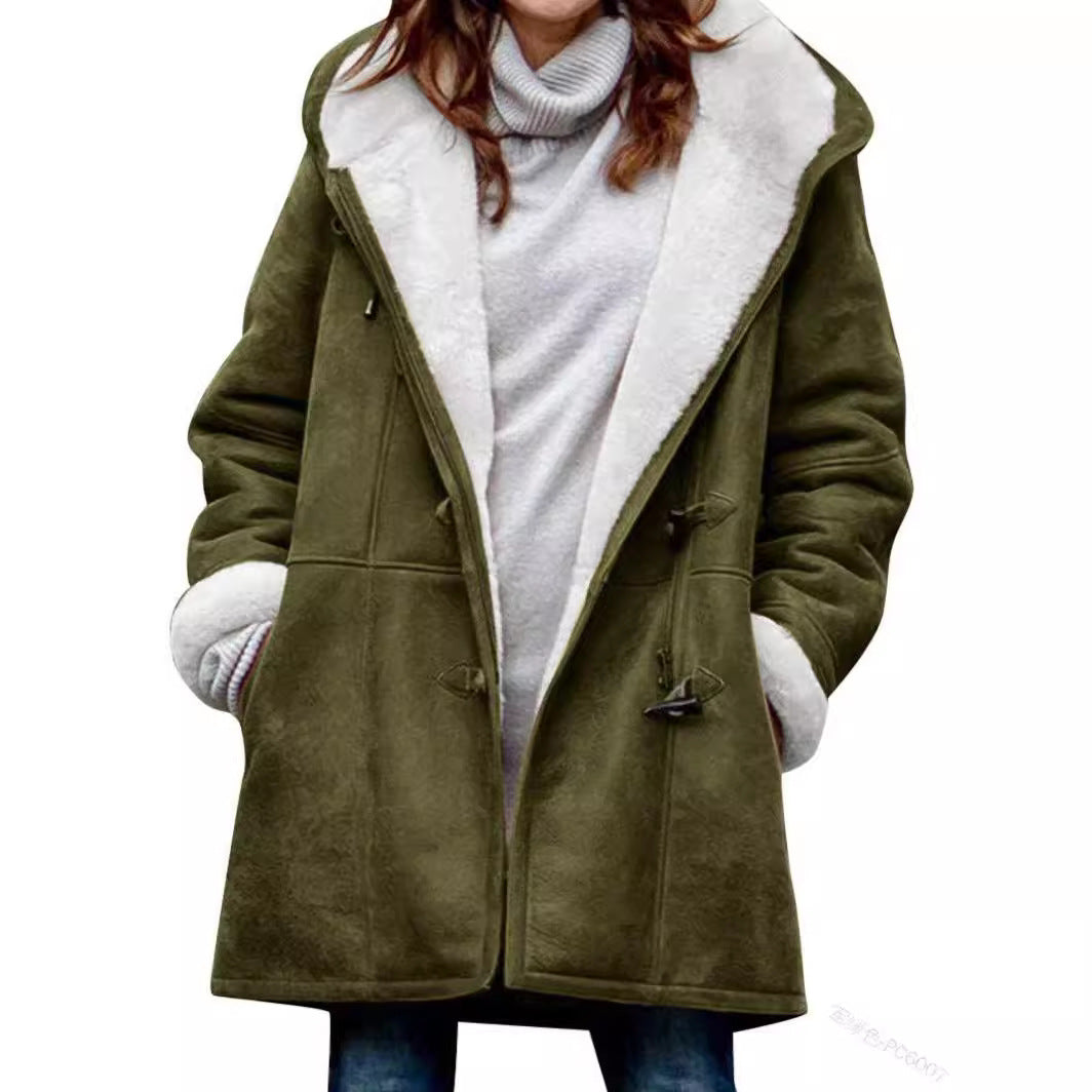 Donna Parka Inverno Caldo Lungo con Cappuccio Peloso