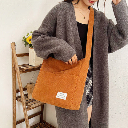 Rustic Corduroy Tote Bag for Women - Extra Large - VogeLuxe