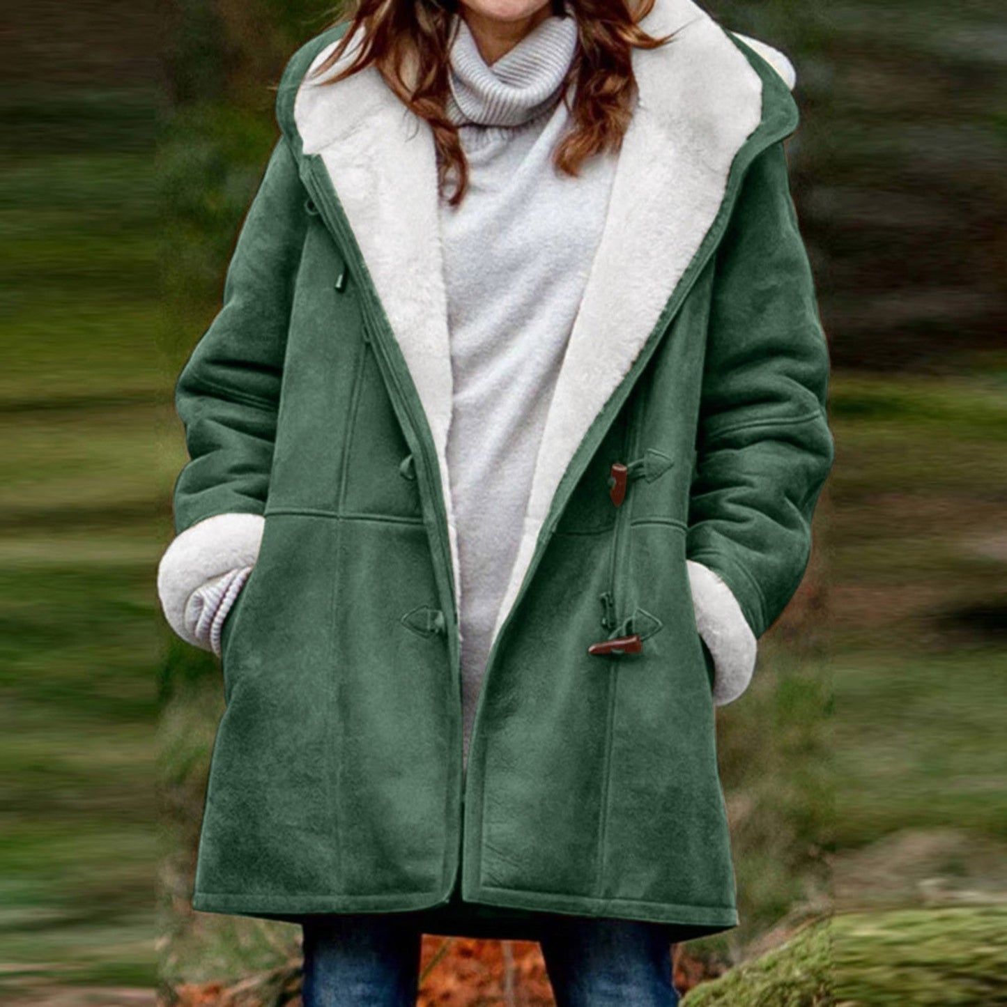 Donna Parka Inverno Caldo Lungo con Cappuccio Peloso