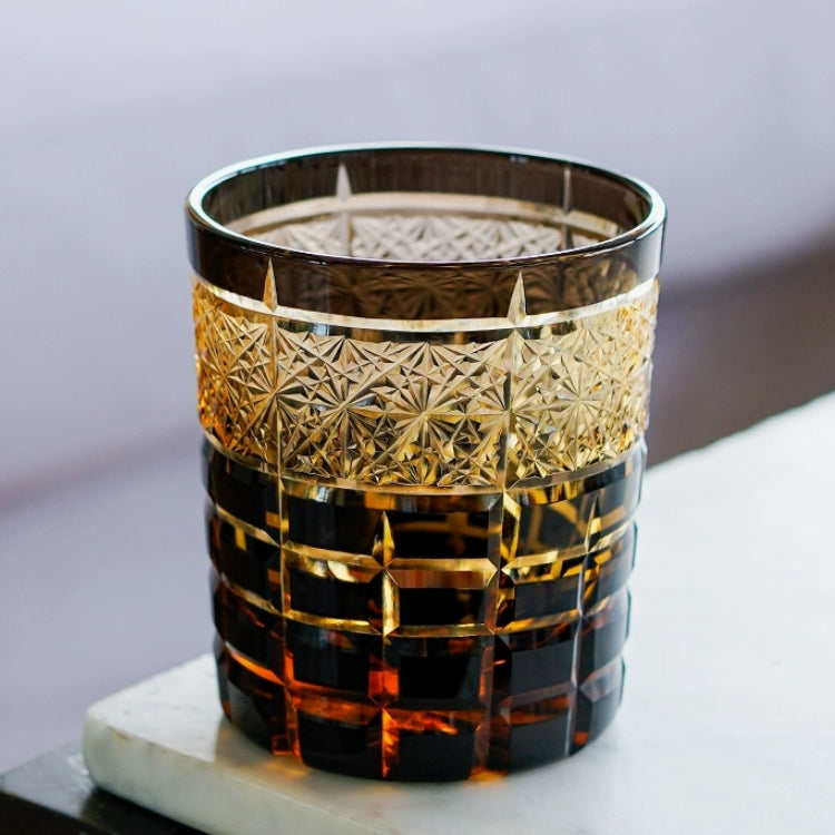 Luxury Handcut Amber Whisky Glass Set