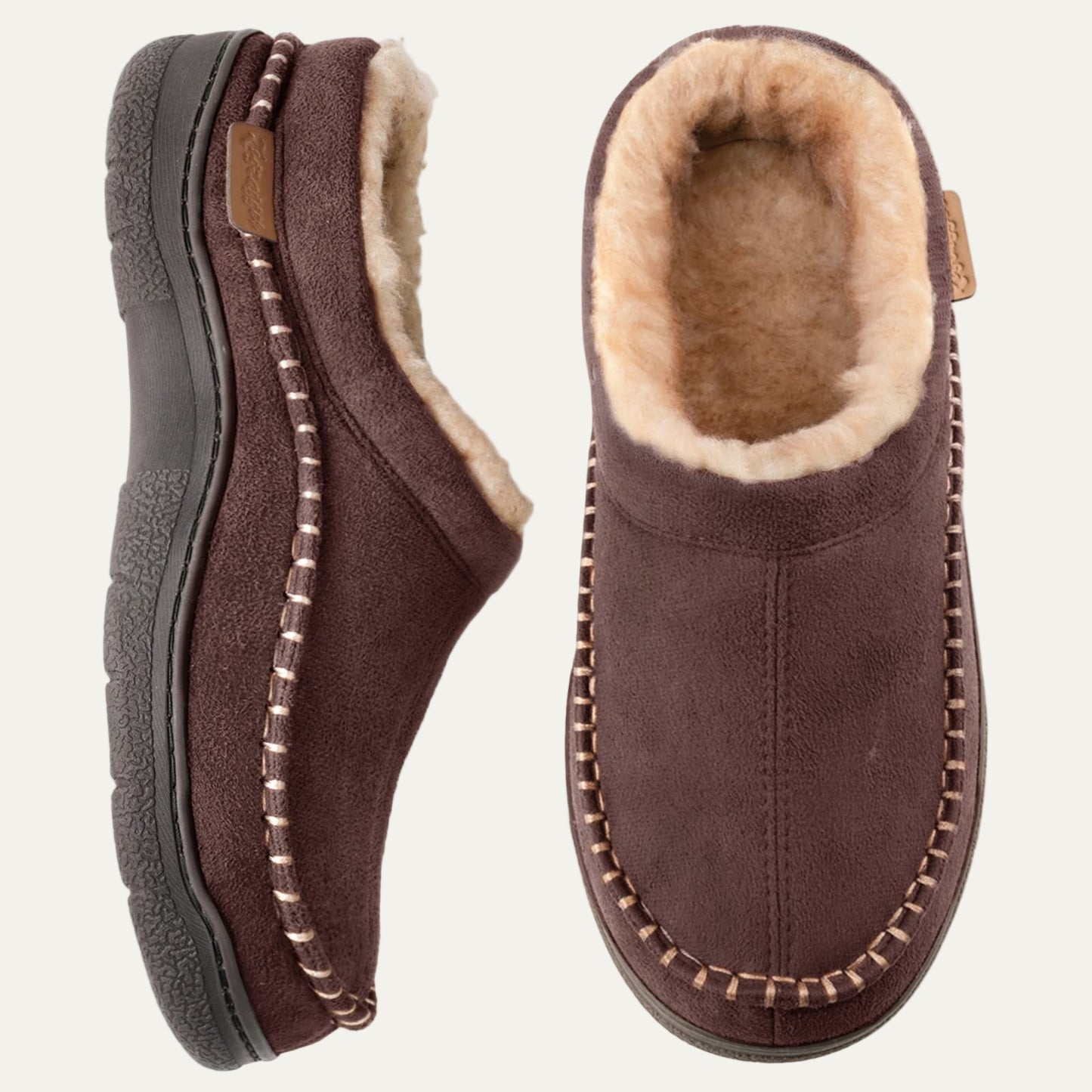 VogeLuxe | Men’s Suede Slip On Faux Fur Moccasin Slippers
